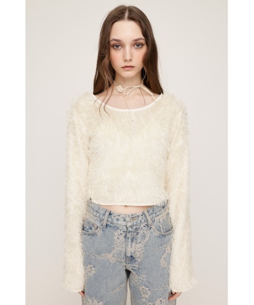 SLY（スライ）の「CUT SHAGGY CD カット シャギー カーディガン 秋服 春服（カーディガン/ボレロ・レディース・グレー/アイボリー・FREE）」の11枚目の写真