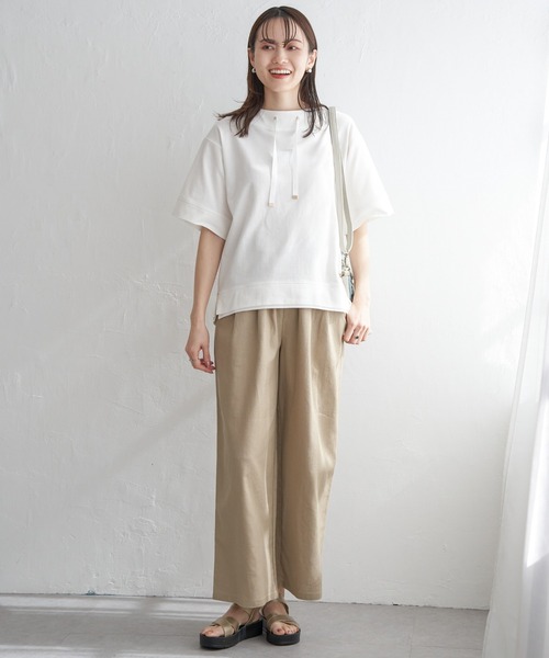 ikka（イッカ）の「麻混ベルト付きイージーパンツ（その他パンツ・レディース・チャコールグレー/ライトオリーブ/ネイビー/ベージュ・M/L/S）」の10枚目の写真