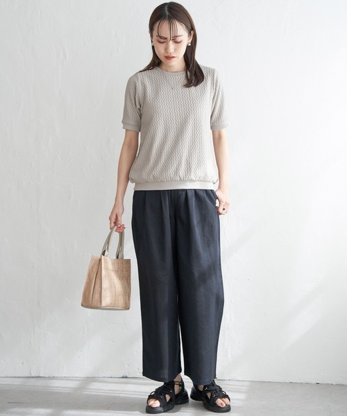 ikka（イッカ）の「麻混ベルト付きイージーパンツ（その他パンツ・レディース・チャコールグレー/ライトオリーブ/ネイビー/ベージュ・M/L/S）」の21枚目の写真