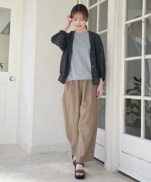 ikka（イッカ）の「麻混ベルト付きイージーパンツ（その他パンツ・レディース・チャコールグレー/ライトオリーブ/ネイビー/ベージュ・M/L/S）」の7枚目の写真