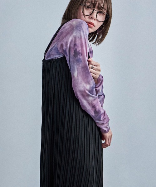 Fashion Letter（ファッションレター）の「プリーツキャミワンピース（ワンピース・レディース・チャコール/ブラウン/グレイッシュベージュ/ブラック/ゼブラ・M）」の6枚目の写真