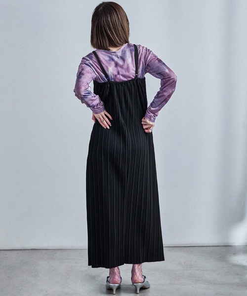 Fashion Letter（ファッションレター）の「プリーツキャミワンピース（ワンピース・レディース・チャコール/ブラウン/グレイッシュベージュ/ブラック/ゼブラ・M）」の8枚目の写真