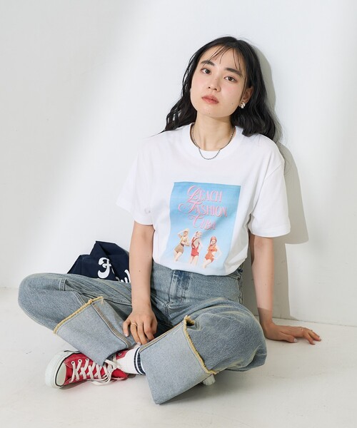 FREAK'S STORE(フリークスストア)の「Girls photo Beach フォトTシャツ/ガールズ ビーチ フォトTシャツ(Tシャツ/カットソー・レディース・オフホワイト/サックスブルー・フリ-)」の11枚目の写真