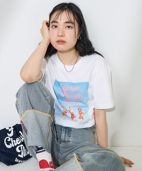 プリーツ T シャツ セール】レースライン リンガーTシャツ（Tシャツ/カットソー