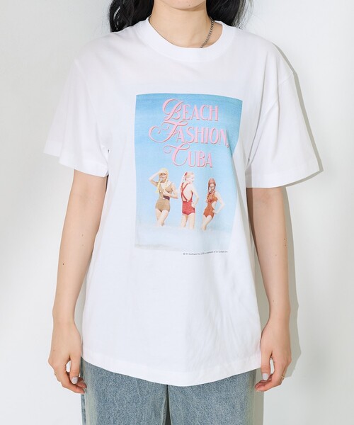 FREAK'S STORE(フリークスストア)の「Girls photo Beach フォトTシャツ/ガールズ ビーチ フォトTシャツ(Tシャツ/カットソー・レディース・オフホワイト/サックスブルー・フリ-)」の6枚目の写真
