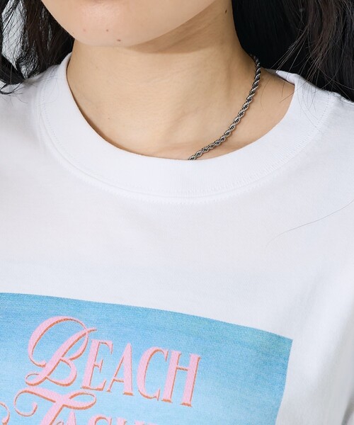 FREAK'S STORE(フリークスストア)の「Girls photo Beach フォトTシャツ/ガールズ ビーチ フォトTシャツ(Tシャツ/カットソー・レディース・オフホワイト/サックスブルー・フリ-)」の3枚目の写真