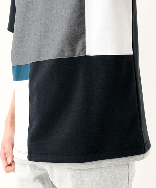 MK MICHEL KLEIN HOMME (エムケーミッシェルクランオム)の「【接触冷感】ブロック切替Tシャツ(Tシャツ/カットソー・メンズ・ホワイト/ネイビー・46/48)」の9枚目の写真