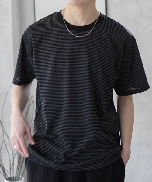 NAVY(ネイビー)の「NAVY クルーボーダーTシャツ(Tシャツ/カットソー・メンズ・ブラック×グレー/ホワイト×ブラック・S/M/L/XL/XXL)」の1枚目の写真