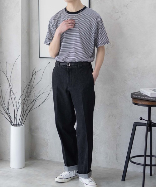 NAVY(ネイビー)の「NAVY クルーボーダーTシャツ(Tシャツ/カットソー・メンズ・ブラック×グレー/ホワイト×ブラック・S/M/L/XL/XXL)」の3枚目の写真