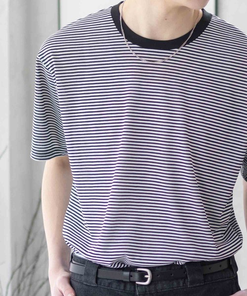 NAVY(ネイビー)の「NAVY クルーボーダーTシャツ(Tシャツ/カットソー・メンズ・ブラック×グレー/ホワイト×ブラック・S/M/L/XL/XXL)」の5枚目の写真