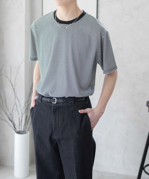 NAVY(ネイビー)の「NAVY クルーボーダーTシャツ(Tシャツ/カットソー・メンズ・ブラック×グレー/ホワイト×ブラック・S/M/L/XL/XXL)」の4枚目の写真