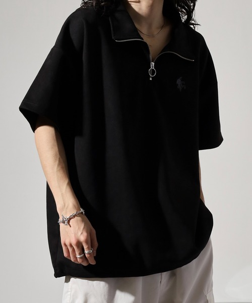Growth by in the attic（グロウスバイインジアティック）の「Growth by in the attic ハーフZIP スエード 半袖Tシャツ（Tシャツ/カットソー・メンズ・グレー/ホワイト/ブラック・M/L）」の8枚目の写真