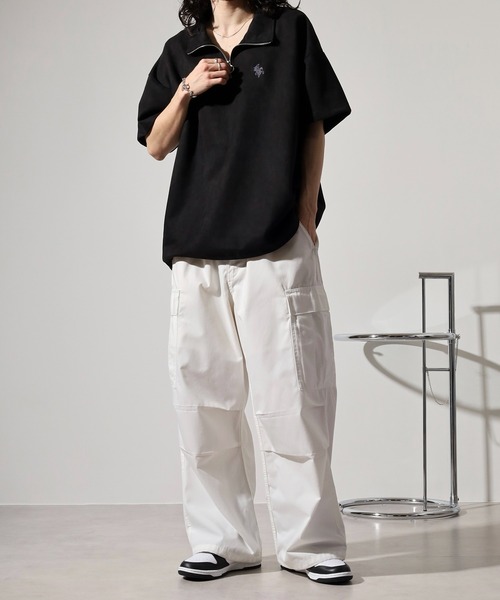 Growth by in the attic（グロウスバイインジアティック）の「Growth by in the attic ハーフZIP スエード 半袖Tシャツ（Tシャツ/カットソー・メンズ・グレー/ホワイト/ブラック・M/L）」の9枚目の写真