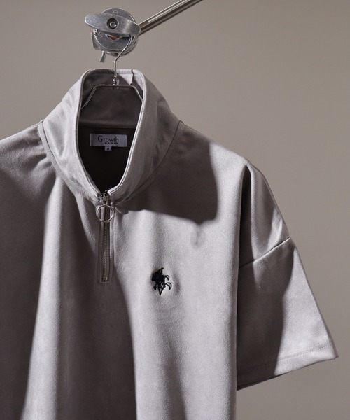 Growth by in the attic（グロウスバイインジアティック）の「Growth by in the attic ハーフZIP スエード 半袖Tシャツ（Tシャツ/カットソー・メンズ・グレー/ホワイト/ブラック・M/L）」の19枚目の写真