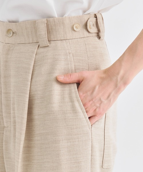 louren（ローレン ）の「《ZOZOTOWN限定》【Louren/ローレン】medium width pants/リネンライクセミワイドパンツ（その他パンツ・レディース・ベージュ/ブラック・MEDIUM/SMALL）」の4枚目の写真