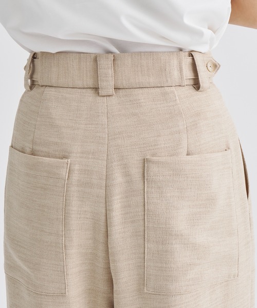 louren（ローレン ）の「《ZOZOTOWN限定》【Louren/ローレン】medium width pants/リネンライクセミワイドパンツ（その他パンツ・レディース・ベージュ/ブラック・MEDIUM/SMALL）」の6枚目の写真