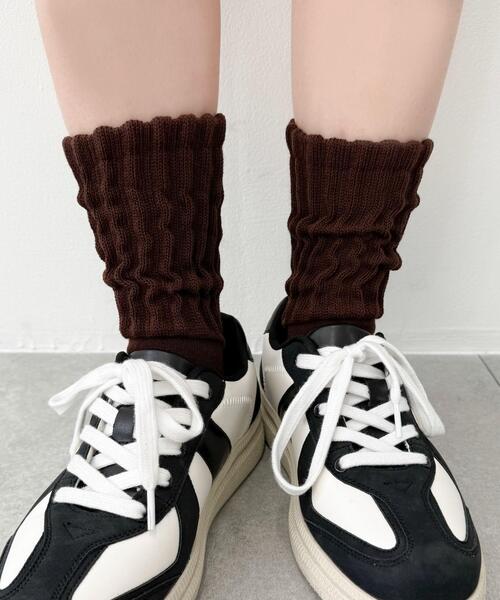 WEGO(ウィゴー)の「WEGO/サポート付きボリューム無地リブソックス(ソックス/靴下・レディース・ブルー/レッド/ブラウン/ブラック/ホワイト/ダークグレー/ワイン・23-25cm)」の10枚目の写真