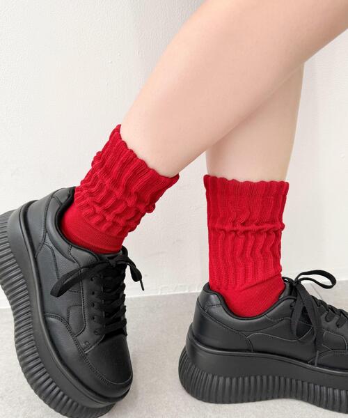 WEGO(ウィゴー)の「WEGO/サポート付きボリューム無地リブソックス(ソックス/靴下・レディース・ブルー/レッド/ブラウン/ブラック/ホワイト/ダークグレー/ワイン・23-25cm)」の12枚目の写真