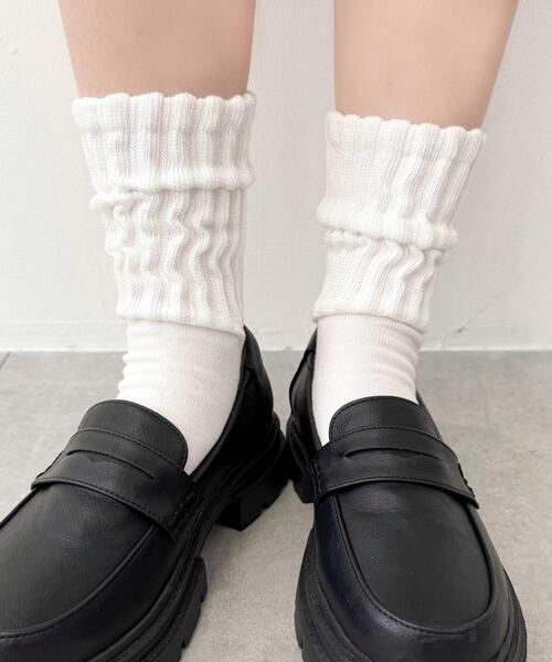 WEGO(ウィゴー)の「WEGO/サポート付きボリューム無地リブソックス(ソックス/靴下・レディース・ブルー/レッド/ブラウン/ブラック/ホワイト/ダークグレー/ワイン・23-25cm)」の8枚目の写真