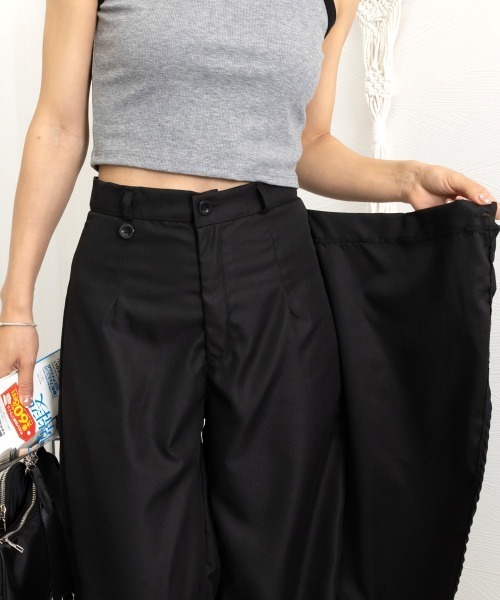 Miniministore(ミニミニストア)の「ウエストラップスラックスパンツレディース(スラックス・レディース・ブラック/グレー・L/M/S)」の1枚目の写真