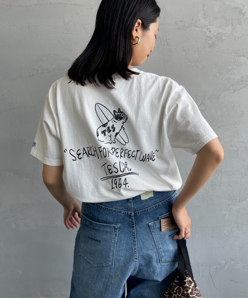 The Endless Summer（エンドレスサマー）の「[THE ENDLESS SUMMER/エンドレスサマー] 別注 手書き風ロゴ BUHIバックプリント Tシャツ（Tシャツ/カットソー・レディース・ホワイト/ネイビー/ブラック/グレー・M/L/XL）」の12枚目の写真