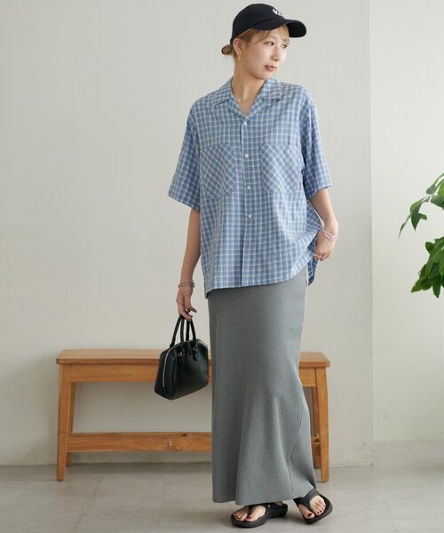 DISCOAT(ディスコート)の「【ユニセックス】シアーサッカーチェックオープンカラーシャツ(シャツ/ブラウス・レディース・ブラック/オフホワイト/サックスブルー・MEDIUM/LARGE)」の15枚目の写真