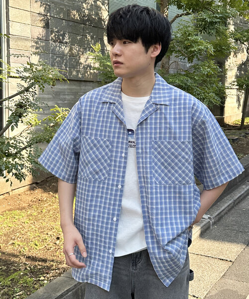 DISCOAT(ディスコート)の「【ユニセックス】シアーサッカーチェックオープンカラーシャツ(シャツ/ブラウス・レディース・ブラック/オフホワイト/サックスブルー・MEDIUM/LARGE)」の20枚目の写真