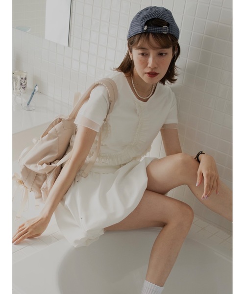 JUMELLE(ジュメロ)の「tulle design Tshirt(Tシャツ/カットソー・レディース・ピンク/ホワイト・FREE)」の12枚目の写真