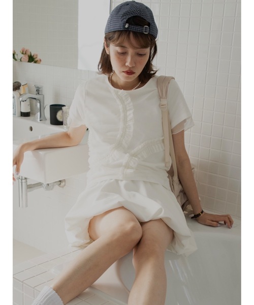 JUMELLE(ジュメロ)の「tulle design Tshirt(Tシャツ/カットソー・レディース・ピンク/ホワイト・FREE)」の13枚目の写真