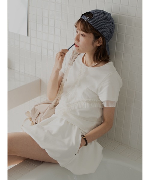 JUMELLE(ジュメロ)の「tulle design Tshirt(Tシャツ/カットソー・レディース・ピンク/ホワイト・FREE)」の18枚目の写真