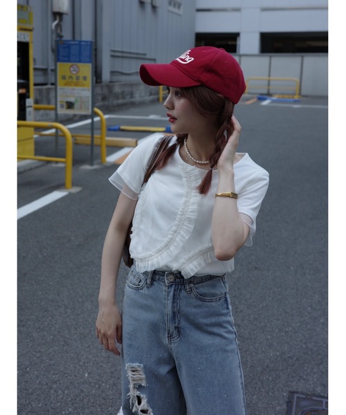 JUMELLE(ジュメロ)の「tulle design Tshirt(Tシャツ/カットソー・レディース・ピンク/ホワイト・FREE)」の5枚目の写真