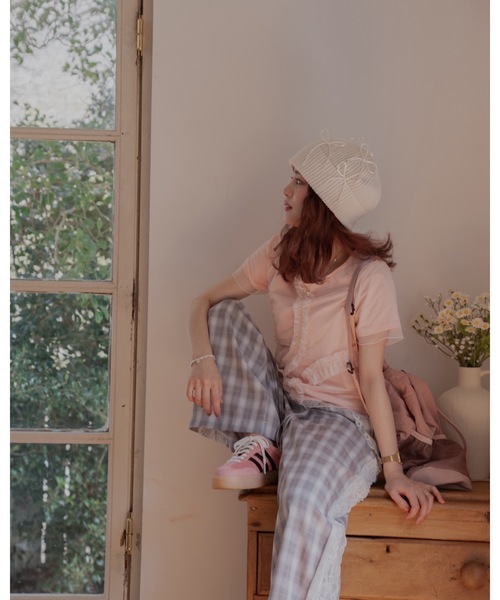 JUMELLE(ジュメロ)の「tulle design Tshirt(Tシャツ/カットソー・レディース・ピンク/ホワイト・FREE)」の8枚目の写真