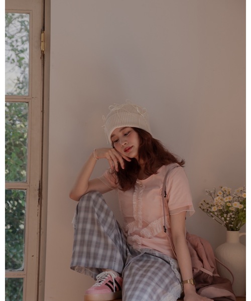 JUMELLE(ジュメロ)の「tulle design Tshirt(Tシャツ/カットソー・レディース・ピンク/ホワイト・FREE)」の10枚目の写真