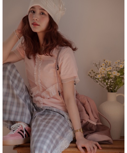 JUMELLE(ジュメロ)の「tulle design Tshirt(Tシャツ/カットソー・レディース・ピンク/ホワイト・FREE)」の11枚目の写真