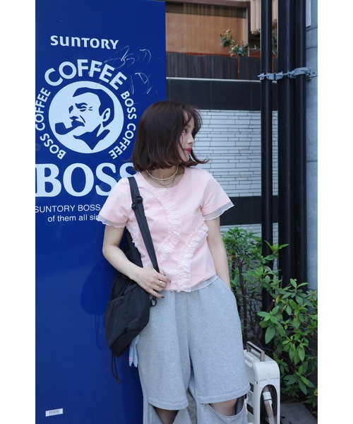 JUMELLE(ジュメロ)の「tulle design Tshirt(Tシャツ/カットソー・レディース・ピンク/ホワイト・FREE)」の4枚目の写真