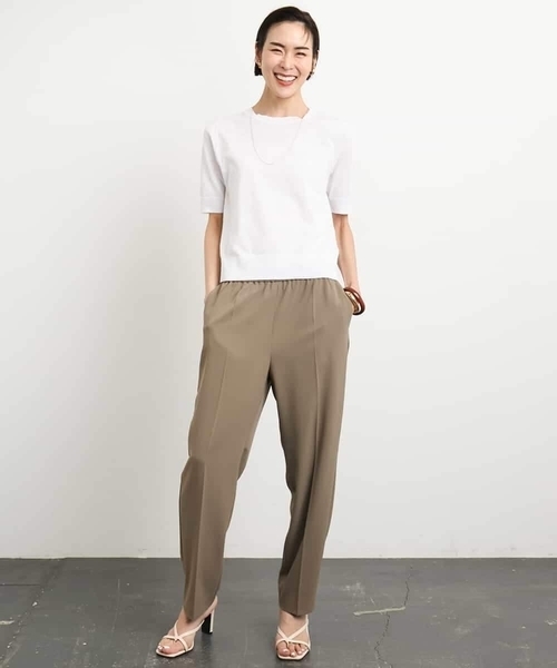 MICHEL KLEIN（ミッシェル・クラン）の「[アンサンブル対応/接触冷感]クルーネックニットプルオーバー（ニット/セーター・レディース・ネイビー/ブラック/ホワイト/ラベンダー・38）」の6枚目の写真