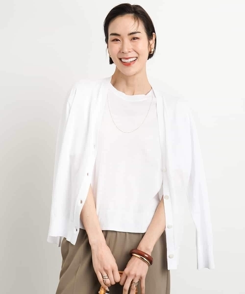 MICHEL KLEIN（ミッシェル・クラン）の「[アンサンブル対応/接触冷感]クルーネックニットプルオーバー（ニット/セーター・レディース・ネイビー/ブラック/ホワイト/ラベンダー・38）」の12枚目の写真