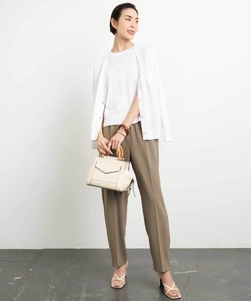 MICHEL KLEIN（ミッシェル・クラン）の「[アンサンブル対応/接触冷感]クルーネックニットプルオーバー（ニット/セーター・レディース・ネイビー/ブラック/ホワイト/ラベンダー・38）」の13枚目の写真