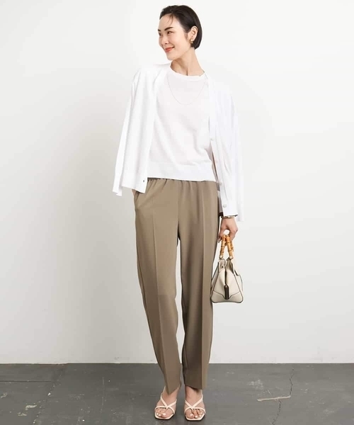 MICHEL KLEIN（ミッシェル・クラン）の「[アンサンブル対応/接触冷感]クルーネックニットプルオーバー（ニット/セーター・レディース・ネイビー/ブラック/ホワイト/ラベンダー・38）」の8枚目の写真