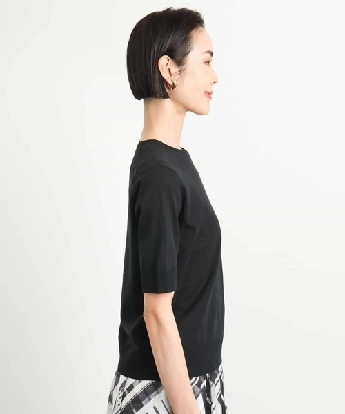 MICHEL KLEIN（ミッシェル・クラン）の「[アンサンブル対応/接触冷感]クルーネックニットプルオーバー（ニット/セーター・レディース・ネイビー/ブラック/ホワイト/ラベンダー・38）」の21枚目の写真