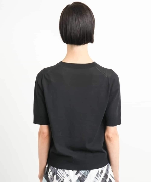 MICHEL KLEIN（ミッシェル・クラン）の「[アンサンブル対応/接触冷感]クルーネックニットプルオーバー（ニット/セーター・レディース・ネイビー/ブラック/ホワイト/ラベンダー・38）」の16枚目の写真