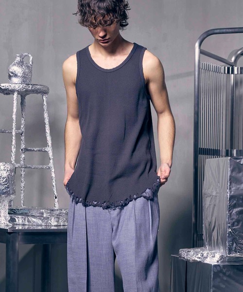 最安値DAMAGE WAFFLE TANK TOP size 1 ANCELLM - DAMAGE WAFFLE TANK TOP/WHITE | NapsNote