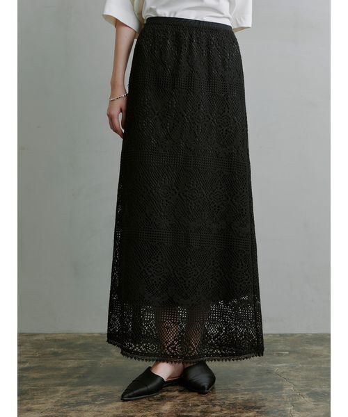 MIESROHE（ミースロエ）の「ﾗｯｾﾙﾚｰｽﾏｷｼｽｶｰﾄ（スカート・レディース・ブラック/ホワイト・FREE）」の2枚目の写真