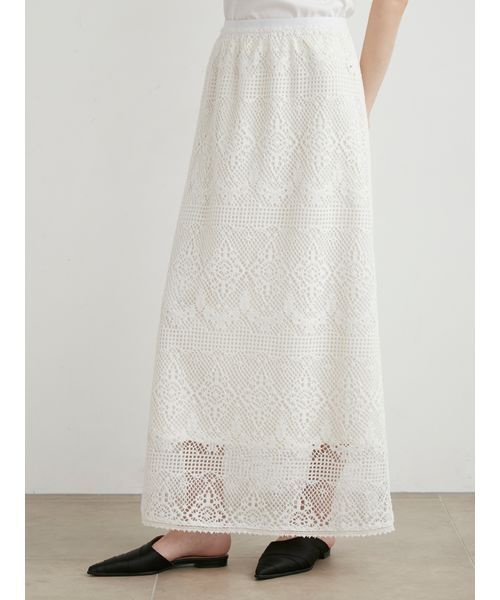 MIESROHE（ミースロエ）の「ﾗｯｾﾙﾚｰｽﾏｷｼｽｶｰﾄ（スカート・レディース・ブラック/ホワイト・FREE）」の9枚目の写真