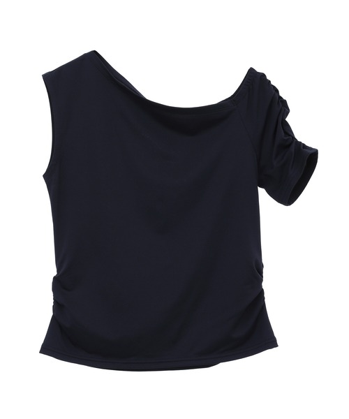 Julier Yoga and Relax(ジュリエヨガアンドリラックス)の「Julier Ecocoアシンメトリートップス(Tシャツ/カットソー・レディース・ネイビー/ホワイト/カーキ・1/0)」の3枚目の写真