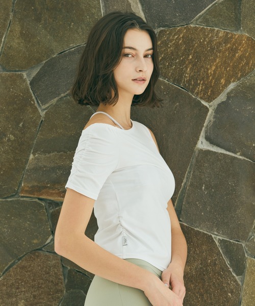 Julier Yoga and Relax(ジュリエヨガアンドリラックス)の「Julier Ecocoアシンメトリートップス(Tシャツ/カットソー・レディース・ネイビー/ホワイト/カーキ・1/0)」の5枚目の写真