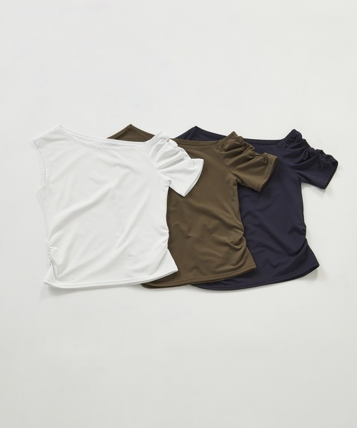 Julier Yoga and Relax(ジュリエヨガアンドリラックス)の「Julier Ecocoアシンメトリートップス(Tシャツ/カットソー・レディース・ネイビー/ホワイト/カーキ・1/0)」の9枚目の写真