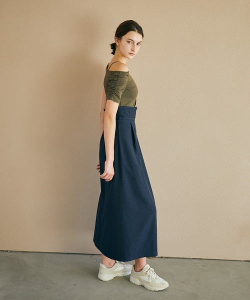 Julier Yoga and Relax(ジュリエヨガアンドリラックス)の「Julier Ecocoアシンメトリートップス(Tシャツ/カットソー・レディース・ネイビー/ホワイト/カーキ・1/0)」の16枚目の写真