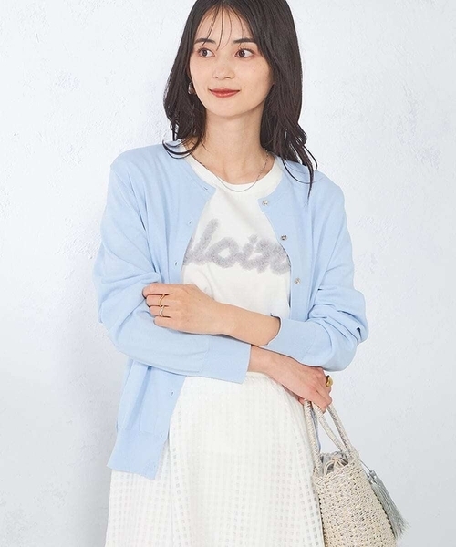 a.v.v(アーヴェヴェ)の「【接触冷感/UVカット/洗える】クルーネック美ラクるサマーカーディガン(カーディガン/ボレロ・レディース・グレー系その他/ホワイト/ブラック/ブルー/ダークインディゴブルー/ピンク・38/40/36/34/42)」の5枚目の写真