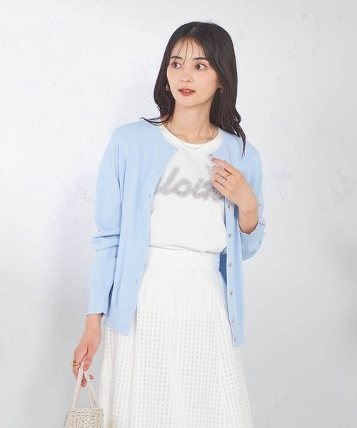 a.v.v(アーヴェヴェ)の「【接触冷感/UVカット/洗える】クルーネック美ラクるサマーカーディガン(カーディガン/ボレロ・レディース・グレー系その他/ホワイト/ブラック/ブルー/ダークインディゴブルー/ピンク・38/40/36/34/42)」の18枚目の写真